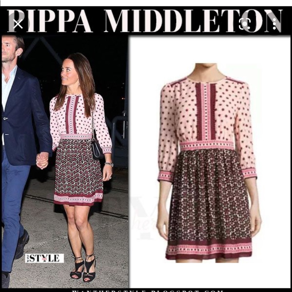 Kate spade ♠️ geometric burgundy pink dress Sz 10